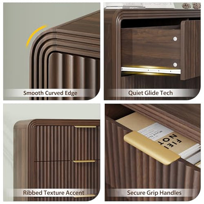 47" W Fluted 6-Drawer Dresser for Bedroom, Walnut