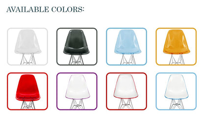 Dining, Modern Chrome Eiffel Base and Curved Back Design, Ergonomic and Lightweight Accent Side Chair for Mid-Century Home, Kitchen, and Café (Clear, Singles)