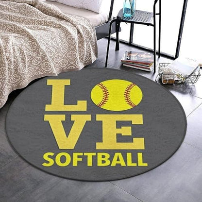 Circular Rugs Large Modern Round Area Rug Fashion Decor Mat for Home Office Love Sports Softball
