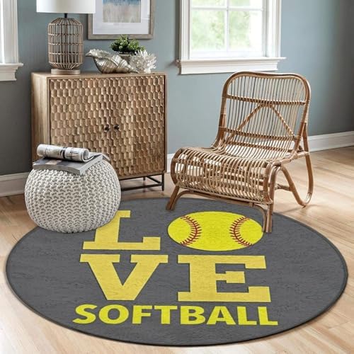 Circular Rugs Large Modern Round Area Rug Fashion Decor Mat for Home Office Love Sports Softball