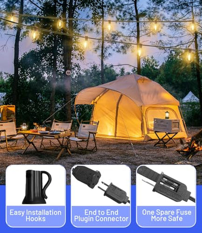 200FT Outdoor String Lights, Ultra Long LED Patio Lights with Shatterproof High Brightness S11 Edison Bulbs, Outside Hanging Light Waterproof for Backyard Deck Porch Party Decor 2700K
