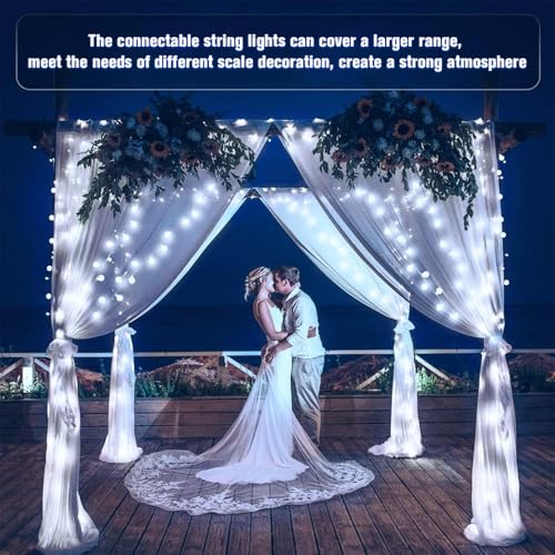 100ft Globe String Lights Indoor Outdoor Waterproof, 200 LED White Christmas Fairy Lights Plug in with Remote, Connectable Hanging Lights for Bedroom Patio Holiday Tree Party Christmas Decor
