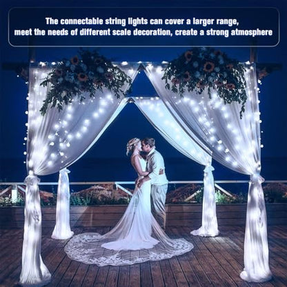 100ft Globe String Lights Indoor Outdoor Waterproof, 200 LED White Christmas Fairy Lights Plug in with Remote, Connectable Hanging Lights for Bedroom Patio Holiday Tree Party Christmas Decor