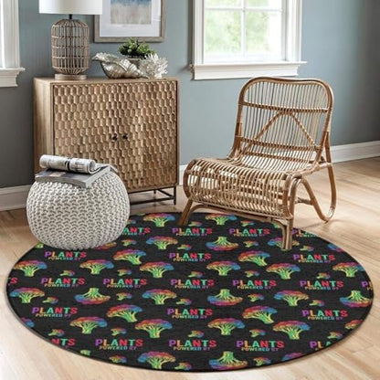 Men's Large Home Decor Mat, Soft Round Yoga Carpet, Non Slip Machine Washable Home Office Circle Rug Powered by Plants Vegan, 24inch