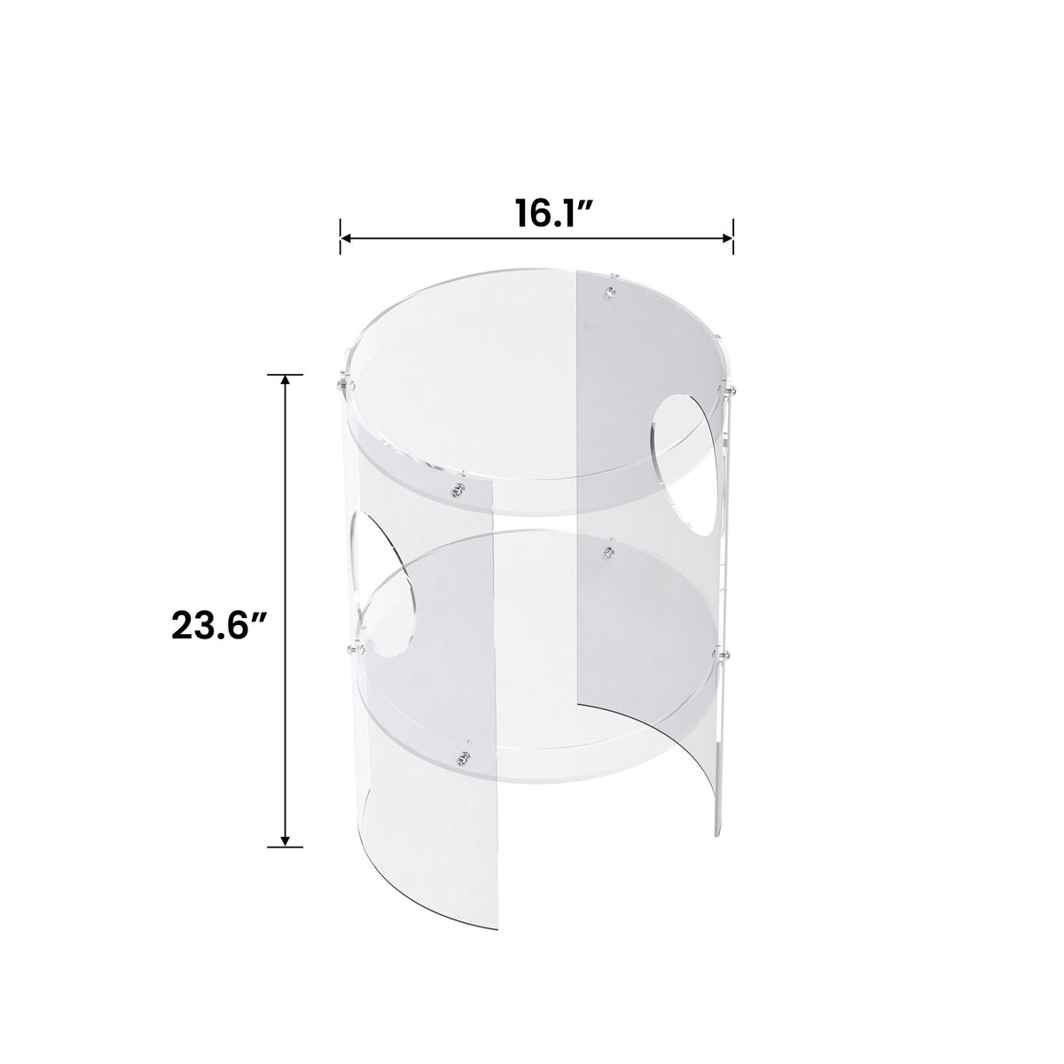Clear Acrylic End Table, 2-Tier Tray Nightstand with Sturdy Design, Easy Assembly, Compact Size for Small Spaces, Modern Transparent Furniture for Bedroom or Living Room