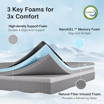 King Size Mattress, 12 Inch Memory Foam Mattress for Cool Night