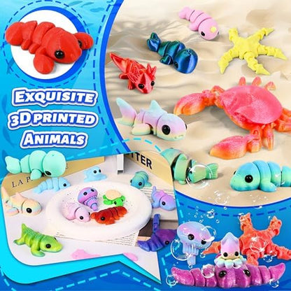 40 Pcs 3D Printed Animals Bulk Pack, Mini Sea Animal Figures