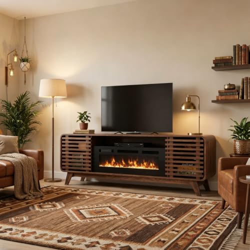 70" Fireplace TV Stand,Walnut