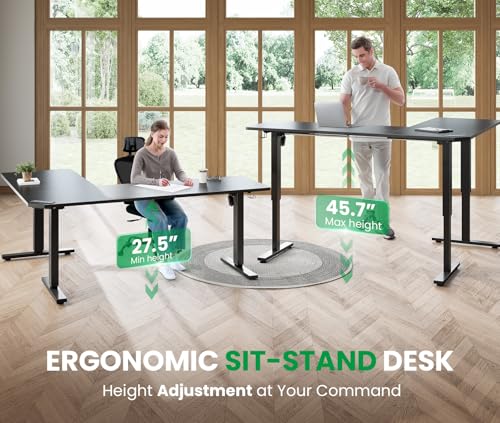 63x55 Inch L-Shaped Standing Desk with Charging Station Corner Desk
