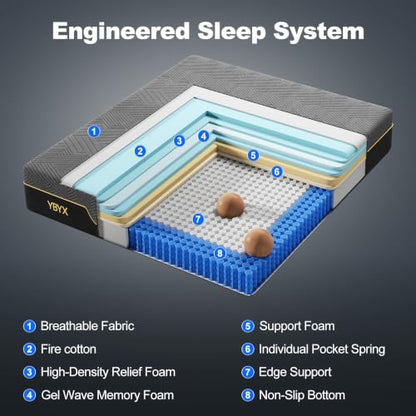 Full Mattress, 12 Inch Full Size Mattresses Hybrid Mattress with Memory Foam & Pillow Top - Medium Firm Feel for Motion Isolation, Edge Support, Pressure Relief - Bed in a Box