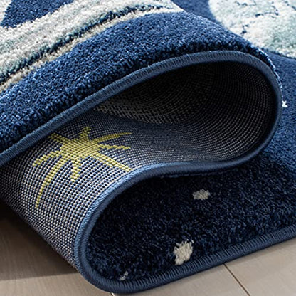 SAFAVIEH Carousel Kids Collection Accent Rug - 3'3" x 5'3", Navy & Ivory, Non-Shedding & Easy Care, Ideal for High Traffic Areas for Boys & Girls in Playroom, Nursery, Bedroom (CRK103N)