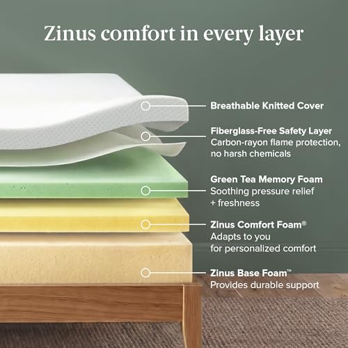 Zinus 8 Inch Twin Green Tea Memory Foam Mattress, Medium Firm Feel