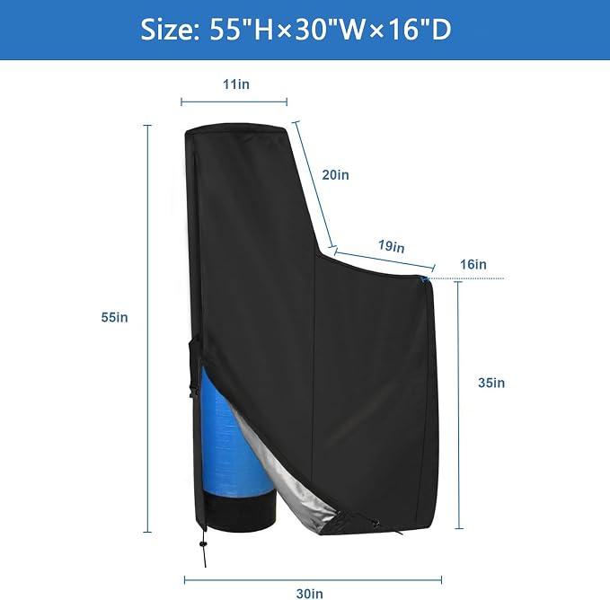Kasla Water Softener Cover, 55"H x 30"W x 16"D | Heavy-Duty and Waterproof, Fits Water Softener System, Home Water Filtration System, Four-Season Universal Protective Cover