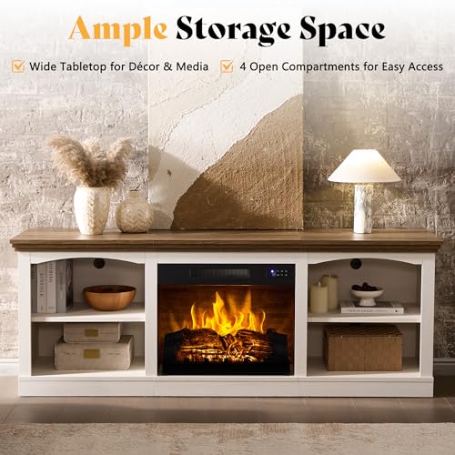 70" Fireplace TV Stand for TVs up to 80" One-Box Delivery