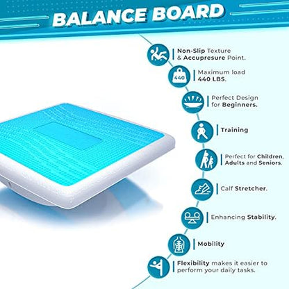 Professional Balance Board –Fascia Relase Tool- Multi-Functional Wobble & Slant Board with Anti-Slip Design, Acupressure Points for Core, Abs & Rehab Training – Fitness & Standing Desk Equipment – Supports Up to 440 lbs