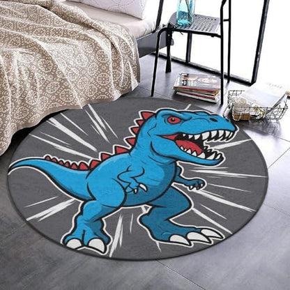 Fashion Round Area Rug Large Non Slip Carpet, Dino Dinosaur Unisex Home Decor Mat