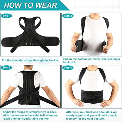 Back Brace Posture Corrector for Women and Men, Shoulder Straightener, Adjustable Full Back Support, Relief for Neck/Shoulder/Back Pain, Scoliosis & Hunchback Correction, Breathable Mesh Design (Black, Medium/Large (Waist 33"-40"))