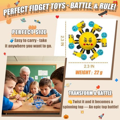 4Pcs Transformable Fidget Spinners for Kids Sensory Fidget Toys Teens Quiet Airplane Road Trip Travel Activities Essential Autism ADHD Easter Basket Stuffers Gifts for Boys Girls Toddlers B