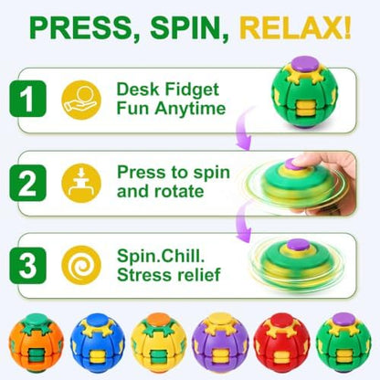 Press to Spin Fidget Spinner HelixCore Spin Stress Ball Sensory Fidget Toys