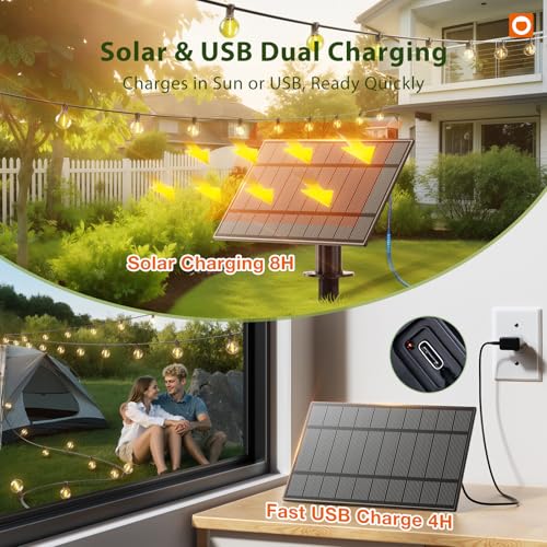 100FT Solar String Lights Outdoor with Remote, 54 LED Shatterproof Bulbs, USB Charging, 20+ Hour Runtime, Dimmable & Timable, G40 Waterproof Solar Lights for Outside Backyard Patio Garden Decor
