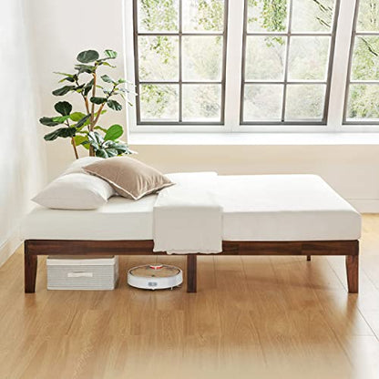 Naturalista Classic - 12 Inch Solid Wood Platform Bed with Wooden Slats, No Box Spring Needed, Easy Assembly, Queen, Espresso