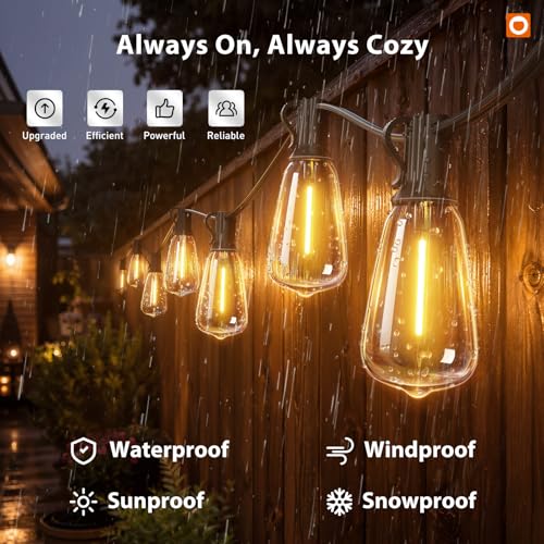 198FT Outdoor String Lights for Outside with Remote Waterproof Patio Lights with Plastic ST38 LED Edison Bulbs Outdoor Lighting Extra Long for Backyard Bistro Porch Garden Pergola Party Decor