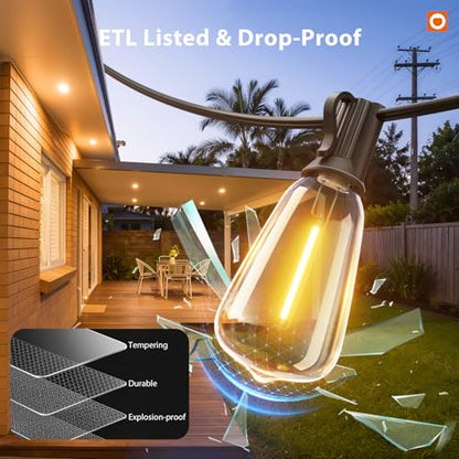 198FT Outdoor String Lights for Outside with Remote Waterproof Patio Lights with Plastic ST38 LED Edison Bulbs Outdoor Lighting Extra Long for Backyard Bistro Porch Garden Pergola Party Decor
