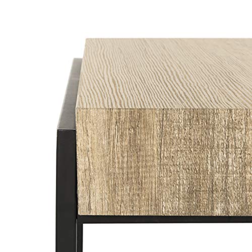 SAFAVIEH Home Collection – Alexander Multi Brown & Black Rectangular Coffee Table, Industrial Block Design, Metal Frame Accent Table (COF7005A)