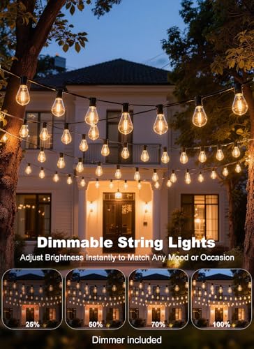 200FT Outdoor String Lights Waterproof, 76+2 Shatterproof S11 LED Bulbs, Extra Long Patio Lights for Outside, Bistro Cafe Decor, Backyard Garden Hanging Lights, Outside Fence Light String