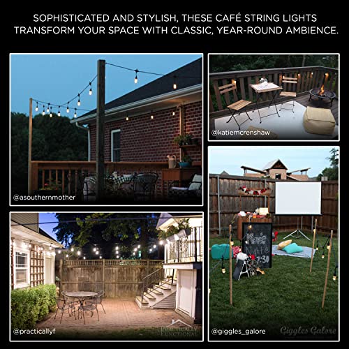 Classic Warm White String Lights, 48ft Black Cord, 24 Shatterproof Acrylic Bulbs, Weatherproof, Outdoor String Lights, 31664