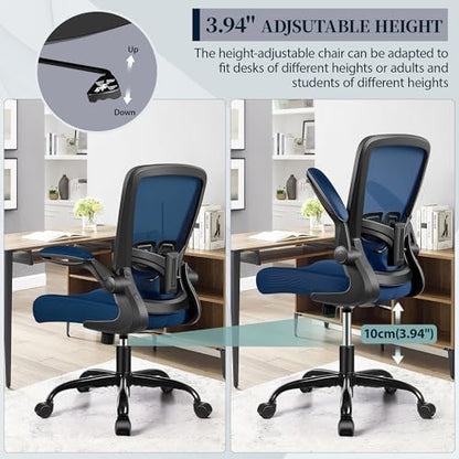 FelixKing Office Chair, Ergonomic Desk Chair with Adjustable Height and Lumbar Support Swivel Desk Computer Chair with Flip up Armrests for Conference Room (Navy)