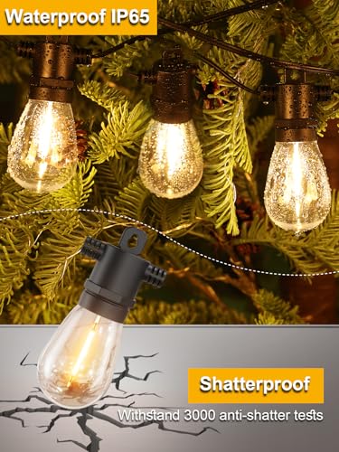 Outdoor String Lights 200 FT, Patio Lights for Outside with Shatterproof LED Bulbs, Waterproof IP65 Commercial Hanging Light for Backyard Porch Balcony Bistro Party (2X100FT)