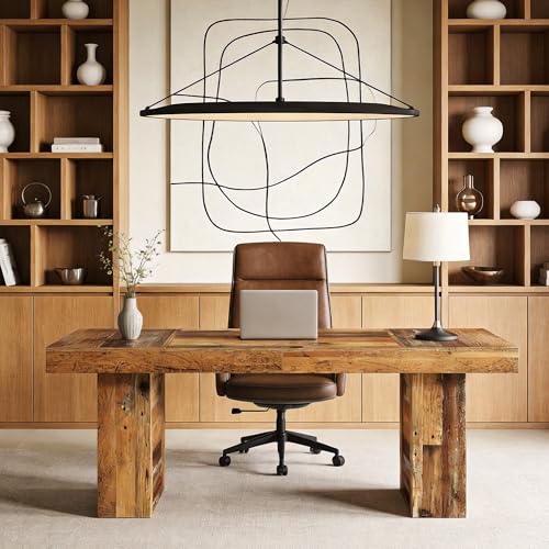 63-Inch Farmhouse Executive Desk, Distressed Rustic Brown