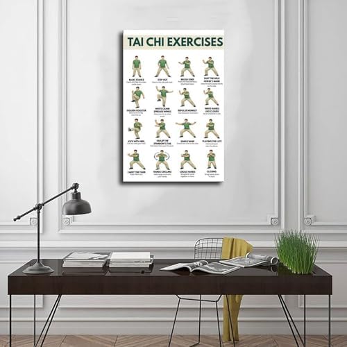 Tai Chi Exercise for Men Tai Chi Walking Exercise Chart for Men Canvas Poster Bedroom Decor Room Decor Frame 20x30inch