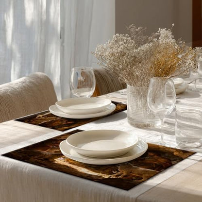 Shrahala Beige Christmas Christ Set of 6 12 X 18 Inch Linen Placemats, Blue Christian Christian Burlap Table Mat Washable Double Layered Heat Insulation for Indoor/Outdoor