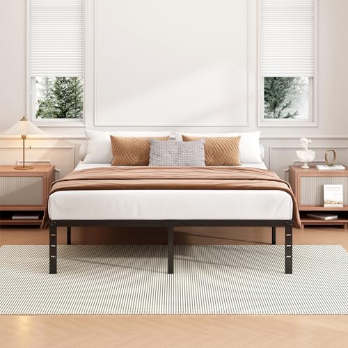 16 Inch Full Bed Frame, Under Bed Storage, Black