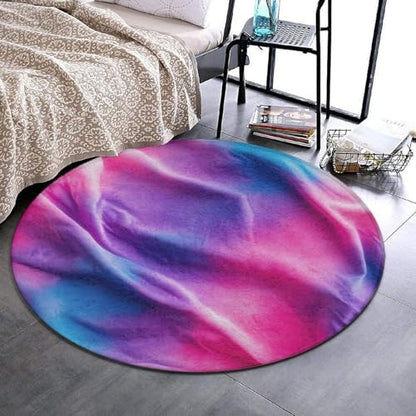 Fashion Round Area Rug Large Non Slip Carpet, Purple Rainbow Bisexual Pride Flag Art Unisex Home Decor Mat