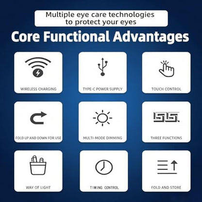 AYI Multifunctional Wireless Charging Desk Lamp – 15W Fast Charger, Digital Alarm Clock & Temp Display, 3CCT 5-Level Dimming, Touch Control, 180° Rotatable LED Lamp, HYT1771 White.