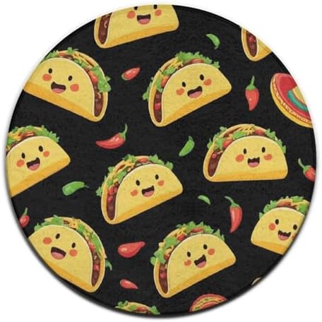 Fashion Round Area Rug Large Non Slip Carpet Unisex Home Decor Mat Cute Taco