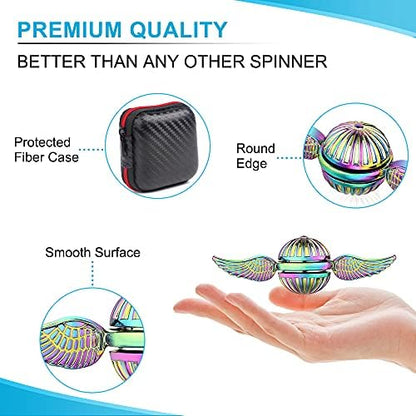 Rainbow Fidget Spinner Magic Orb Anxiety Toys Stress Relief Reducer Spin Fidgets Hand Bearing Tri Spinner Finger Spinners Toy Focus Long Spining Novelty Gift for Adults Kids