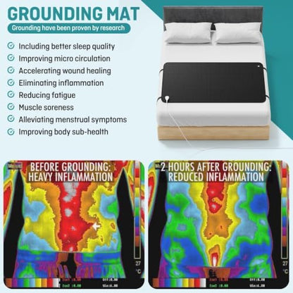 Grounding Mat for Bed, Grounding Mattress Pad Queen Size, 15ft Cord