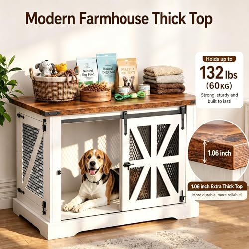 40" Dog Crate Furniture with Sliding Doors for Medium Dogs Up to 45 lbs