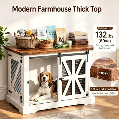 40" Dog Crate Furniture with Sliding Doors for Medium Dogs Up to 45 lbs