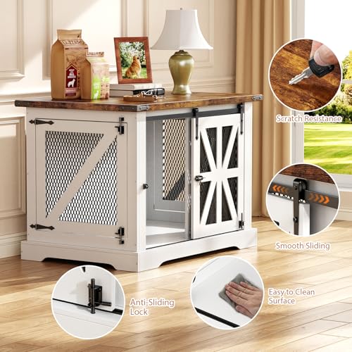 40" Dog Crate Furniture with Sliding Doors for Medium Dogs Up to 45 lbs