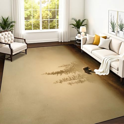 6x9 ft Rustic Cabin Area Rug Machine Washable Lodge Bear Rug