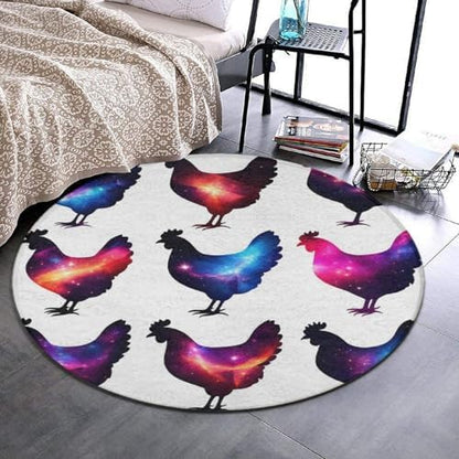 Women's Large Home Decor Mat, Soft Round Yoga Carpet, Non Slip Machine Washable Home Office Circle Rug Chicken Lover Gifts Funny Rooster Chickens