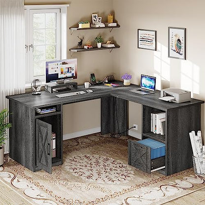 L Shaped Desk with Power Outlets