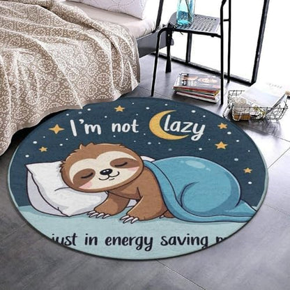 Large Home Decor Mat, Soft Round Yoga Carpet, Non Slip Machine Washable Home Office Circle Rug Cute Sloth