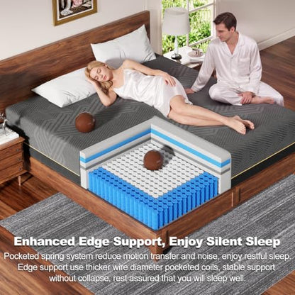Full Mattress, 12 Inch Full Size Mattresses Hybrid Mattress with Memory Foam & Pillow Top - Medium Firm Feel for Motion Isolation, Edge Support, Pressure Relief - Bed in a Box