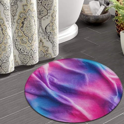 Fashion Round Area Rug Large Non Slip Carpet, Purple Rainbow Bisexual Pride Flag Art Unisex Home Decor Mat